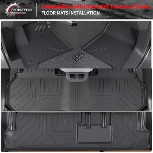 8 Seats Floor Mats Compatible with 2024 2025 2026 Chevy Traverse&GMC Acadia Cargo Liner Back Seat Cover Protector Caogo Mats 24-25 Chevrolet Traverse Accessories (Floor Mats Set of 9PCS) - style: For Chevrolet Traverse 8-Seater | 2024-2026
