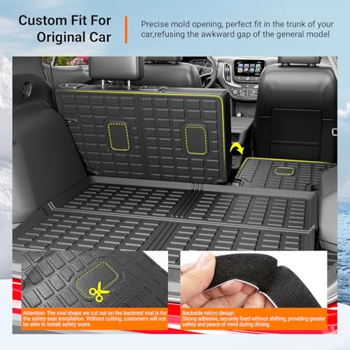 powoq Floor Mats Compatible with 2018-2024 Chevy Equinox/GMC Terrain Floor Mat Backrest Mats Replacement for Chevrolet Equinox GMC Terrain Accessories (Update Rear Trunk Mat+Backrest Mat+Floor Mat) - size: Compatible with Equinox/Terrain | 2018-2024