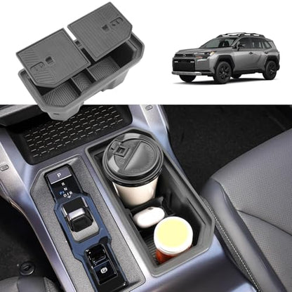 2026 RAV4 Cup Holder Console Tray, for Toyota RAV4 (LE/SE/XLE Premium/Woodland/XSE/Limited/GR Sport), Waterproof &Sturdy Cup Holder Insert 2026 RAV4 Accessories - color: Black-h