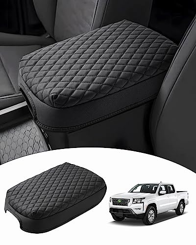 Shademax Custom for Center Console Cover Nissan Frontier 2025 2024 2023 2022 Armrest Cushion Pad Cover PU Leather Frontier Accessories 2025 2026 Car Armrest Seat Box Cover Protector Anti-Scratch Black - size: Size for Nissan Frontier 2022-2026