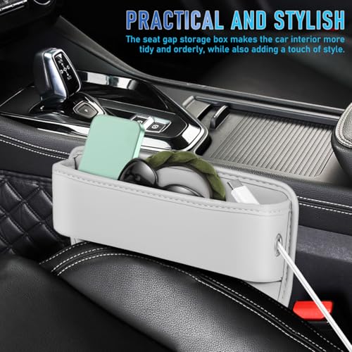 Healifty Car Seat Gap Filler Organizer: 2Pcs Leather Front Console Storage Box and Automotive Truck Interior Accessories for Women Men, Vehicle Holder between Seats