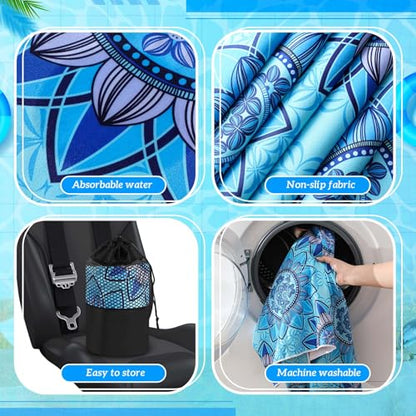 Hahafelt 2 Pack Car Seat Towel Covers with Storage Bag, 63 x 32 Inch Universal Non Slip Waterproof Sweat Protector for Car Truck, Gym Swimming Running, Machine Washable (Blue Mandala) - style: Blue Mandal