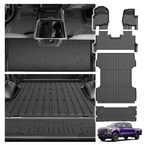 Floor Mats for 2017-2024 2025 2026 Ford F250/F350/F450 Super Duty Crew Cab Truck Bed Mat Tailgate Liner Protector All Weather Replacement for Ford F250/F350/F450 Accessories - size: 3)Ford F250/F350/F450｜17-26｜Truck Full Set
