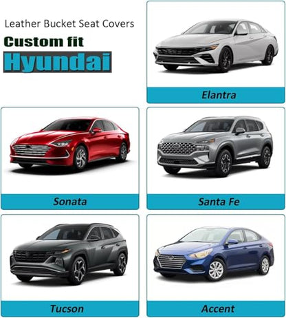 GIANT PANDA Front Car Seat Covers Custom Fit Hyundai, Faux Leather Automotive Bucket Seat Covers for Hyundai Sonata Elantra Tucson Santa Fe Accent Kona Palisade Genesis Venue Ioniq (Black) 2 Pack - color: Black—Diamond Stitch
