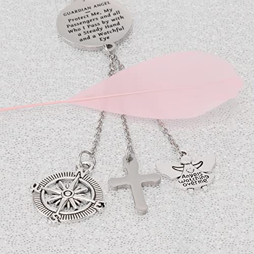 Kivosliviz Rearview Mirror Charms for Decor Women Car Guardian Angel Trucker Hanging for Men Car Rear View Mirror Charm
