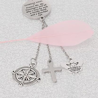 Kivosliviz Rearview Mirror Charms for Decor Women Car Guardian Angel Trucker Hanging for Men Car Rear View Mirror Charm