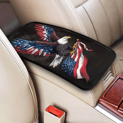 Universal Car Center Console Cushion Pad, Eagle Flag Soft Waterproof Car Center Console Cover Auto Armrest Seat Box Cover Protector for Most Vehicle SUV Truck Car - color: Eagle Flag