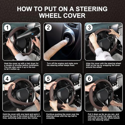 SEG Direct Steering Wheel Cover 14.5-15 inch (37-39 cm) Medium Size, Microfiber Leather, Non-Slip Comfortable Grip, Fits Cars Trucks SUVs, Chocolate Brown - color: Chocolate Brown, size: Standard size[14 1/2''-15'']