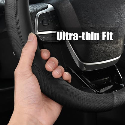 Customized Auto Car Steering Wheel Cover for Dodge Challenger Charger Durango Avenger Ram, for Dodge Accessories, 14.5-15 inch, Black - color: Black-2