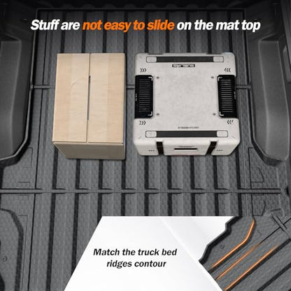KUST Floor Mats Set for 2017-2026 Ford F250/F350/F450 Super Duty Crew Cab (Only for Rear Seat with Under-Seat Storage), 6.8FT Truck Bed Mat All Weather F250 Accessories TPE Rubber Raised Edge - style: For │ F-250 2017-2026 │ Full Set