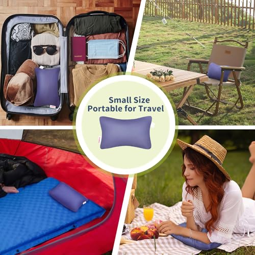 Pro Goleem Small Pillow 11"x7"x2.5" for Camping and Traveling with Name Tag Mini Tiny Pillow for Toddler Sleeping and Chair Car Air Nap Neck Lumbar Knee Rest Pillows, Lavender - color: Lavender