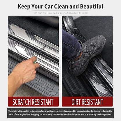 10 Pcs Car Door Sill Protector for 2016-2023 Toyota Tacoma Double & Crew Cab - Premium Stainless Steel & ABS Plastic Door Entry Guards for Tacoma - Easy Install, Scratch Resistant, Waterproof