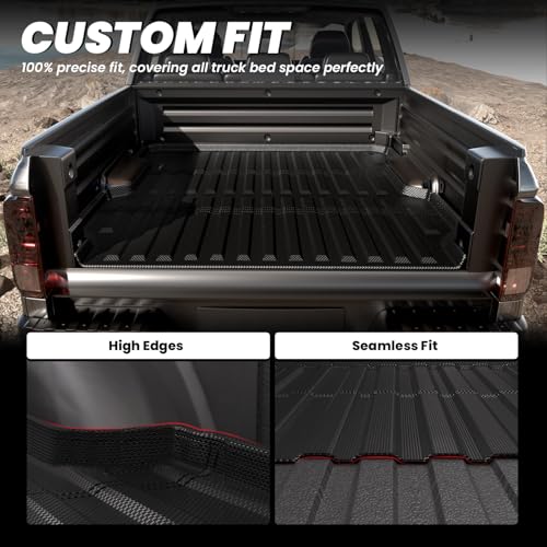 LASFIT Truck Bed Mat for Honda Ridgeline 2026 2025 2024 2023 2022 2021 2020 2019 2018 2017 5.3FT (64.0 in) Bed Mat, TPE All Weather Custom Fit Truck Cargo Bed Liner, Black - style: 8）For Honda Ridgeline | 2017-2026 | Truck Bed Mat