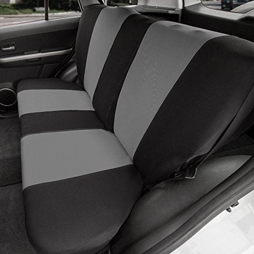 FH Group Full Cover Rear Bench Car Seat Cover – Universal Fit, Split Bench Design with Zipper, Compatible with 60/40 & 40/60 Split Seats, SUV & Van – Gray - color: Gray, style: Rear Set