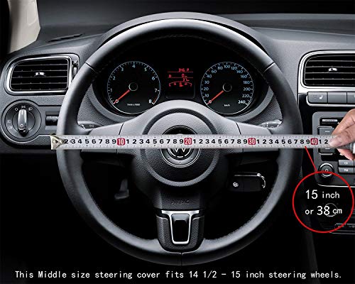 Microfiber Leather Car Steering Wheel Cover, Soft Padding, Durable, No Smell, Universal 15 Inch Steering Cover, Anti-Slip Embossing Pattern A, Black with Red Line - color: Red Line