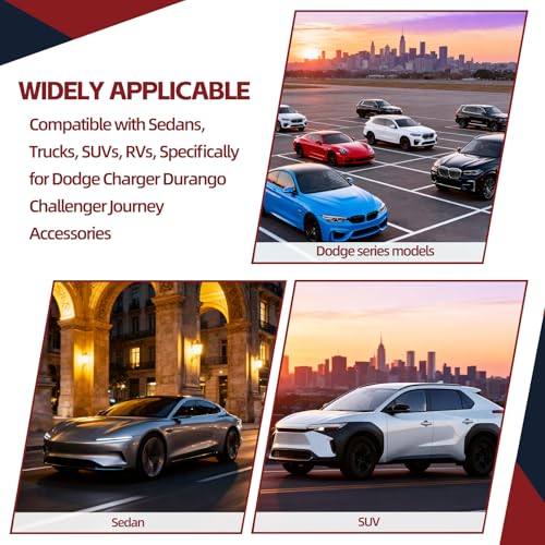 Universal 5PCS Door Sill Protector, Car Door Threshold Protection, Car/SUV Universal Rubber Scratch Resistant Exterior Accessories, Dodge Charger Challenger Durango Accessories(Red)