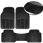 VaygWay Universal 3 Piece Heavy Duty Front and Rear Black Rubber Floor Mats - Premium Quality Trimmable Universal Fit All Weather Protection Floor Mats for Car Van SUV Truck - style: Front and Rear Car Floor Mat