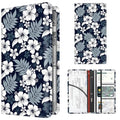 Premium Car Registration and Insurance Card Holder, Cute PU Leather Car Document Holder, Vehicle Glove Box Car Organizer with Magnetic Closure for Driver License, Cards Navy Tropical Hibiscus - color: Navy Tropical Hibiscus