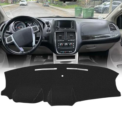 Dash Cover Mat Custom Fit for Chrysler Town Country, Dodge Grand Caravan, Ram C/V Cargo Van with Light Sensor w/o Speaker Dashboard Cap Pad Carpet Protector K341 (Black) - color: Black
