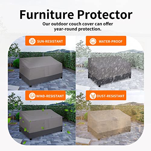 Easy-Going Outdoor Sofa Cover Heavy Duty Patio Furniture Loveseat Couch Bench Cover Windproof Durable (70Wx38Dx35H inch, Gray/Dark Gray)