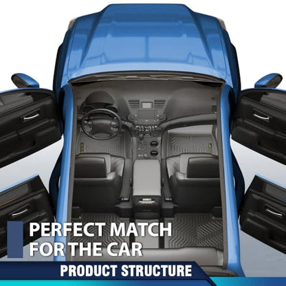 PIT66 TPE Floor Mats Compatible with Hyundai Santa Fe Sport 2013-2018 (Fit 5-Passenger Model only) 1st & 2nd Row All Weather Cover Protection Cargo Liners alfombras para carro - size: Fit Hyundai Santa Fe 2013-2018 | 3PCS
