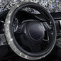 CAR PASS Diamond Black Leather Steering Wheel Cover, with Bling Crystal Rhinestones Universal Fit 14" 1/2-15" Crystal Glitter for Women Sparkle Girl Fit Suvs,Vans,Sedans,Cars,Trucks, White Diamond - color: Black Crystal Holder Silver Diamond