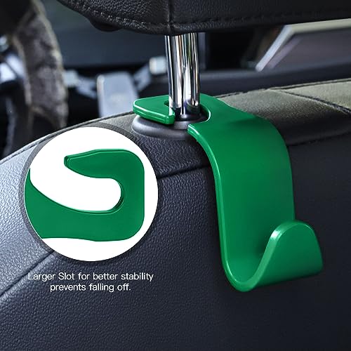 Soleebee 4 Pack Car Headrest Hooks - Universal Auto Hooks, Back Seat Hangers, Storage Organizer (Green) - color: Green