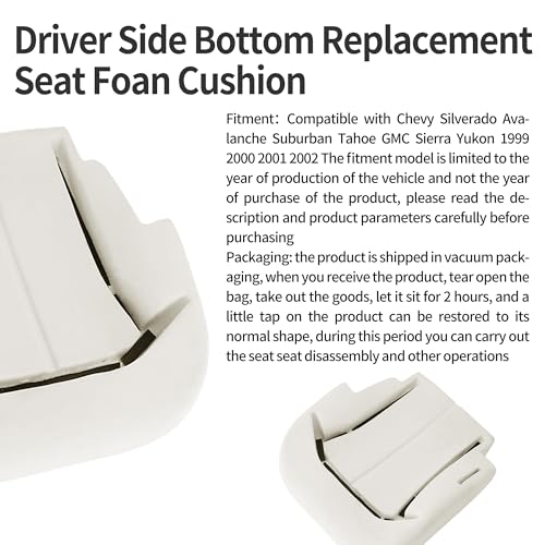 Driver Side Bottom Replacement Seat Foam Cushion Fit for Chevy Silverado Avalanche Suburban Tahoe GMC Sierra Yukon 1999 2000 2001 2002