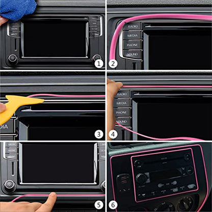 TIKUN TECH Pink Car Interior Decorative Molding Door Panel Gap Trim Strip (23Ft)