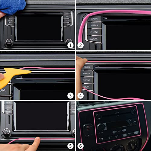 TIKUN TECH Pink Car Interior Decorative Molding Door Panel Dashboard Gap Trim Strip (20Ft) - size: 20ft
