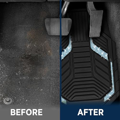 PIC AUTO Car Floor Mats, Light Blue Sparkly Crystal Bling Glitter Car Mats Set, Front and Rear Heavy Duty Rubber Car Mats with Anti-Slip Backing, All Weather, Trim-to-Fit for SUVs, Trucks, Sedan, Vans - color: Light Blue Glitter