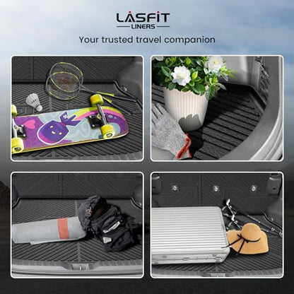 LASFIT Cargo Trunk Mat with Backrest Mats for Toyota RAV4 2025 2024 2023 2022 2021 2020 2019 (Include Hybrid) All Weather TPE Rear Cargo Liner Custom Fit Waterproof RAV 4 Accessories, Black