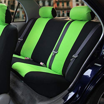 FH Group Car Seat Covers Full Set Cloth - Universal Fit Automotive Seat Covers, Low Back Front Seat Covers, Solid Back Seat Cover, Washable Car Seat Cover for SUV, Sedan and Van Green - color: Green, style: Seat Cover Full Set