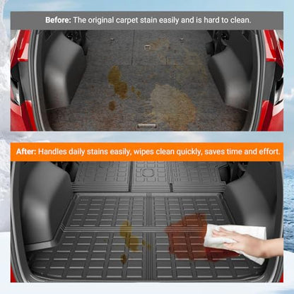 powoq Cargo Mat Compatible with 2022-2025 2026 Tucson Trunk Mat Cargo Liner TPE All Weather Protection Trunk Liner Backrest Replacement for 2022-2025 2026 Tucson Accessories (Trunk Mat+Backrest Mats)