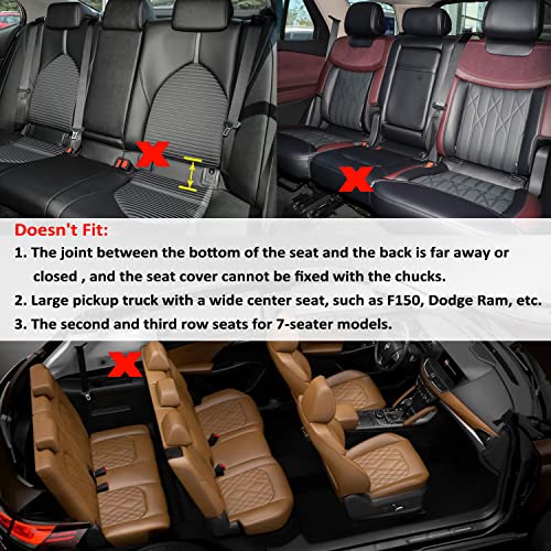GIANT PANDA Premium PU Leather Rear Car Seat Cover Protector, Luxury Adjustable Anti-Slip Bottom Bench Seat Cover (50~55.5''),Fits 90% of Vehicles, Back Seat Cover, Beige