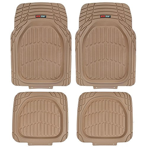 BDK Beige Heavy Duty Front & Rear Rubber Floor Mats Universal Liners for Car SUV Van & Truck, All Weather Protection with Anti-Slip Nibs, Fit Contours of Most Vehicles - color: 921-BG