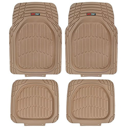 BDK Beige Heavy Duty Front & Rear Rubber Floor Mats Universal Liners for Car SUV Van & Truck, All Weather Protection with Anti-Slip Nibs, Fit Contours of Most Vehicles - color: 921-BG