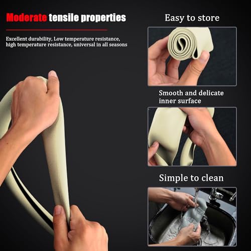JDDRY Car Steering Wheel Cover,Silicone Steering Wheel Protector,Universal Fit Vehicle Steering Wheel Cover,Steering Wheel Protective Cover(Beige,1PC) - color: Beige