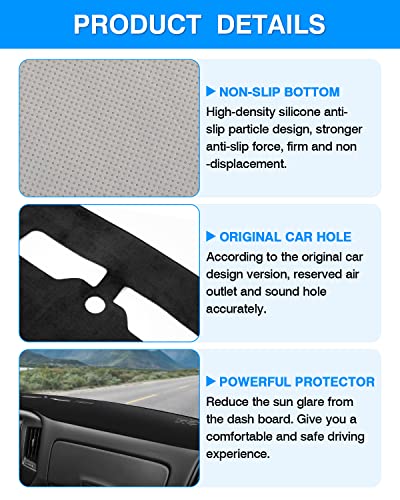 Autorder Dashboard Cover Mat for 2014-2018 Chevy Chevrolet Silverado/GMC Sierra 1500, 2015-2019 Silverado/GMC Sierra 2500HD 3500HD Accessories Dash Cover Flannel Sunshade Glare UV Rays Protector - size: 2014-2018 Silverado