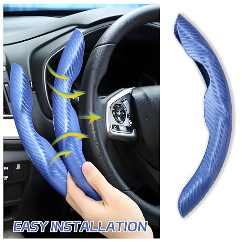 2 Pc Car Carbon Fiber Steering Wheel Cover, Anti-Skid & Scratch-Proof Ultra Thin Steering Wheel Cover Protector Men/Women,100% Universal Fit Steering Wheel,Car Accessories Gifts