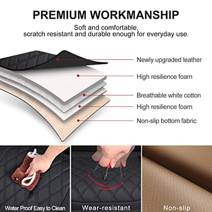 BEITK,2 Pack Leather Front Car Seat Cover Bottom Car Seat,Anti-Slip and Full Wrap Driver Car Seat Protectors Storage Pocket,Luxury Waterproof Bottom Auto Seat Cushion Pad MatMost Vehicles(Black)
