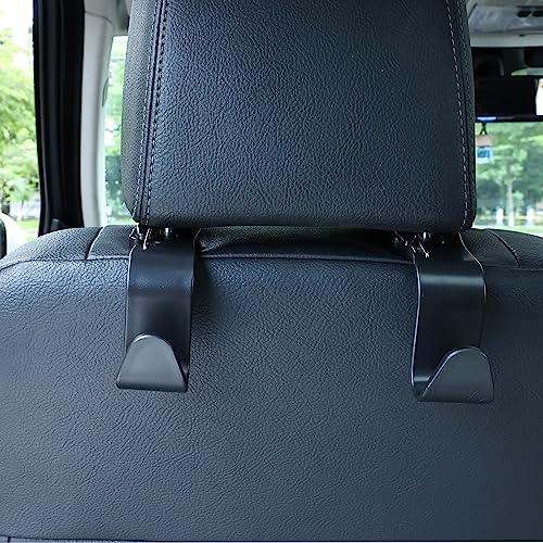 4-Pack 360° Rotating Car Headrest Hooks Vehicle Storage Organizer for Purses Handbags Groceries Backpack Coats – Holds 55lbs Universal Fit with Clip Black - color: Black