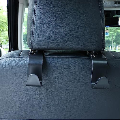 4-Pack 360° Rotating Car Headrest Hooks Vehicle Storage Organizer for Purses Handbags Groceries Backpack Coats – Holds 55lbs Universal Fit with Clip Black - color: Black