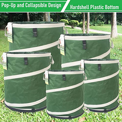 46-Gallon Collapsible Trash Can (22x28 in) Hard-Shell Bottom Yard Garden Bag,Big Leaf Bag,Yard Waste Bag,Debris Container,Pop-Up Recycling Bin,Camping Waste Bin,Laundry Hamper,Lawn Grass,Weeds Barrel - style: 46 Gallon Bag with Gardening Gloves