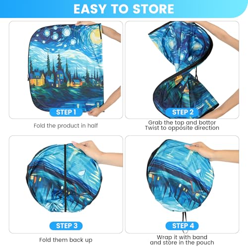 Sun Shade for Car Windshield, Foldable Universal Car Windshield Upgrade Sunshade Enhanced UV Rays - color: Bule Starry Sky