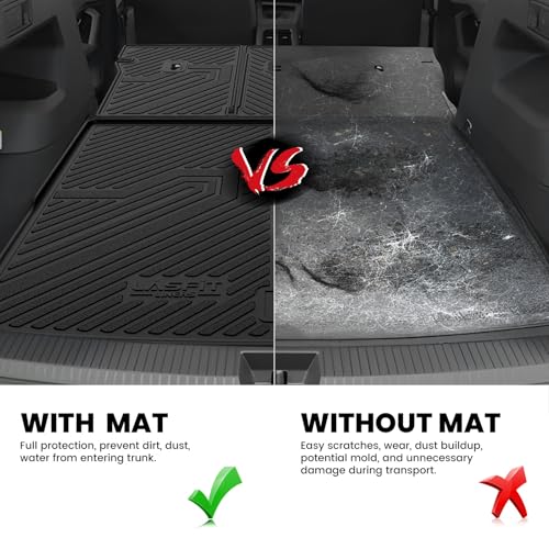 LASFIT Cargo Mat & Seatback Mat for Volkswagen Tiguan 2025-2026, Custom Fit All-Weather TPE Rubber Backrest & Trunk Mats for VW Tiguan Accessories, Waterproof, Easy to Clean, Black - size: 2)2025-2026|For VW Tiguan|Backrest & Trunk