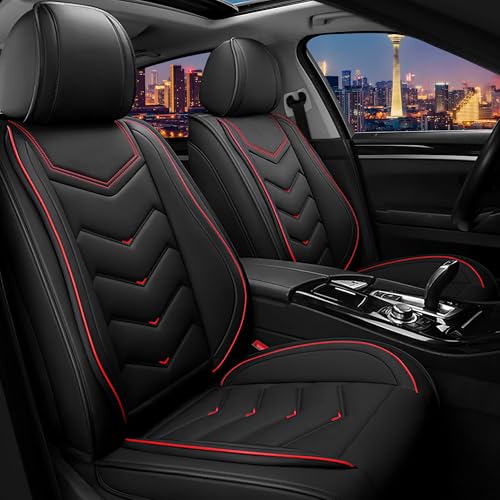 Car Seat Covers for Ford Fusion 2006-2020, Stylish Sport Seat Cover, Premium Nappa Leather Car Seat Cover. Automobile Seat Covers Sets.(Standard 2 Seats/Black) - color: Black, size: Standard 2 Seats