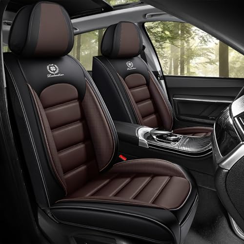 Car Seat Covers for Kia K5 2021-2026, Premium Nappa Leather, Waterproof, Anti-Slip, Full Coverage, Airbag Compatible, Breathable, All-Weather, Easy Install (2 Seats, Black&Coffee) - color: 2 Seats - Black&Coffee, size: Kia K5 2021-2026