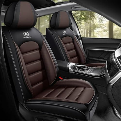 Car Seat Covers for Kia Optima 2001-2020, Premium Nappa Leather, Waterproof, Anti-Slip, Full Coverage, Airbag Compatible, Breathable, All-Weather, Easy Install (2 Seats, Black&Coffee) - color: 2 Seats - Black&Coffee, size: Kia Optima 2001-2020