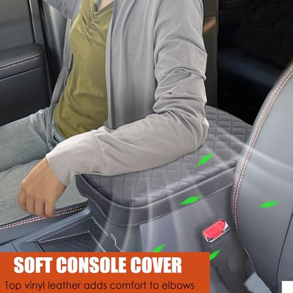 Center Console Cover for Nissan Frontier 2026 2025 2024 2023 2022 - Armrest Cushion Pad Cover PU Leather Car Armrest Box Cover Protector for Nissan Frontier 2026-2022 Interior Accessories - size: 1) 22+ |Froniter| Black, +Thick Size